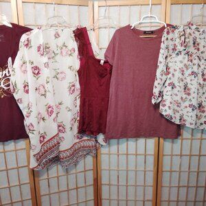 LOT OF 5/$20 WOMENS TOPS SHIRTS COLD SHOULDER BLOUSES CARDIGAN HURLEY~SIZE XL